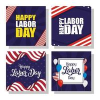 Happy USA Labor Day celebration set vector