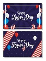 Happy USA Labor Day celebration set vector