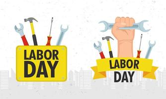Happy labor day celebration set vector