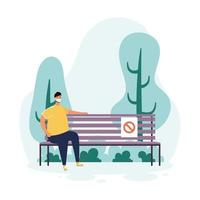 Man practicing social distancing at the park vector