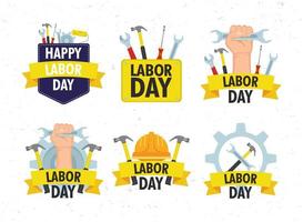 Happy labor day celebration set vector