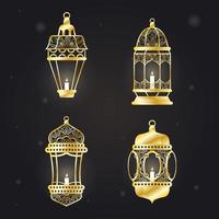 Arabic style lamps hanging icon set