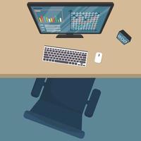 Top view of modern office workplace vector