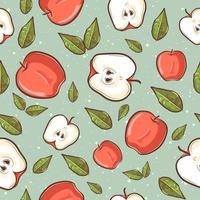 Summer tropical seamless pattern with apples and leaves vector