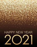cartel que celebra el año 2021 con brillo dorado. vector
