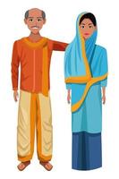 Indian couple cartoon characters vector