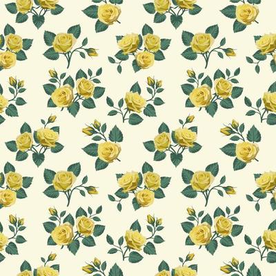 Seamless Pattern with Yellow Roses