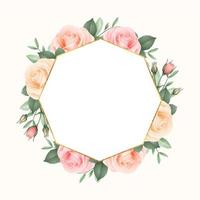 Blush Roses Geometric Frame vector