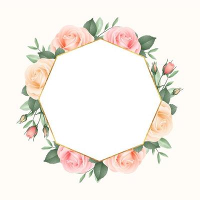 Blush Roses Geometric Frame
