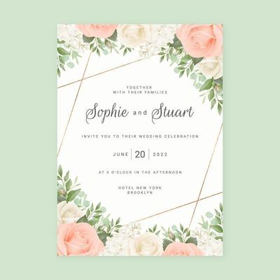 Geometric Botanical Frame Wedding Background