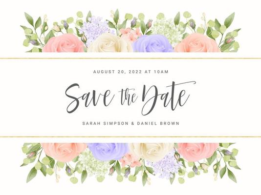 Pastel Roses Banner Save the Date Card