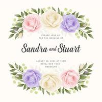 Pastel Roses Banner Wedding Card Template vector