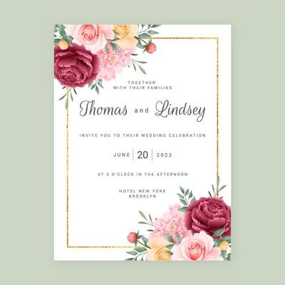 Flowers Background Wedding Invitation Card