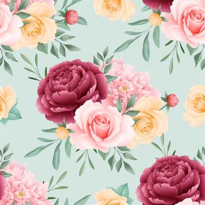 Roses Floral Seamless Pattern