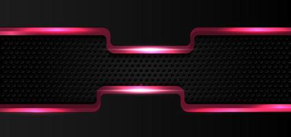 Pink glow shiny border on black metal background vector