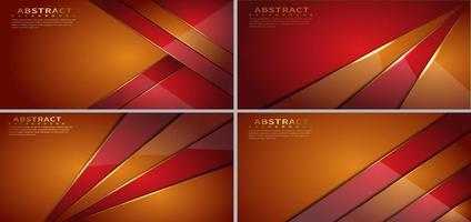 Set of orange and red diagonal geometric overlapping shapes vector