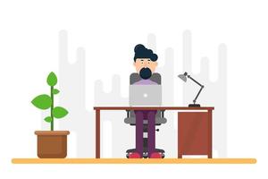 Businessman working at desk vector