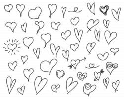 conjunto de corazones dibujados a mano vector
