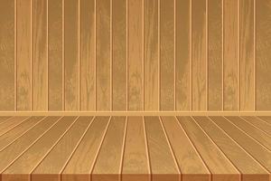 Empty room with wooden floor and wooden wall vector