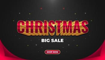 Christmas sale banner with 3d red and gold text vector