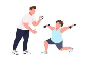 Woman with fitness instructor vector