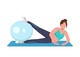 Woman training with swiss ball vector