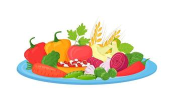 Raw vegetables on plate vector