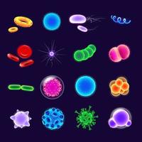 Bacteria realistic icons set