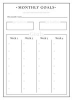 Monthly tasks minimalist planner page design vector