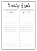 Yearly schedule minimalist planner page design vector