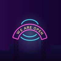 We Are Open neon light board sign vector