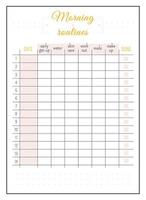 Daily routine calendar minimalist planner page design vector