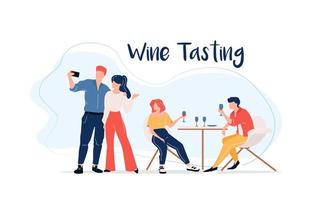 Wine tasting group vector