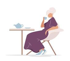 Woman drinking tea alone