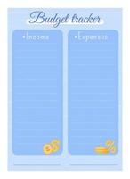 Budget tracker creative planner page design vector