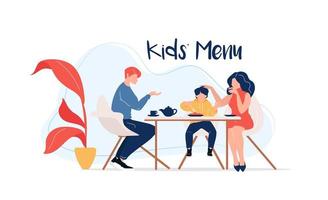 Kids menu at table vector