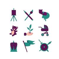 Artistic hobby icon set vector