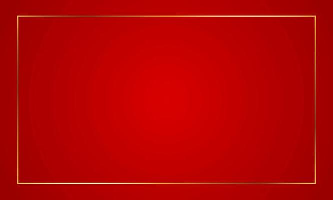 Abstract red background with gold frame