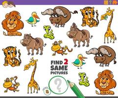 Find two same animals educational game for kids vector