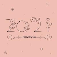 New year 2021 text in floral style vector