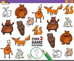 Find two same animals educational task for kids vector