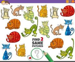 Find two same cats educational task for kids vector