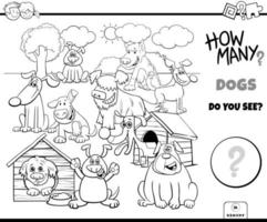 Counting dogs educational task color book vector