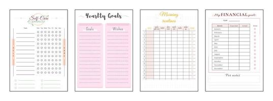Yearly resolution minimalist planner page set vector