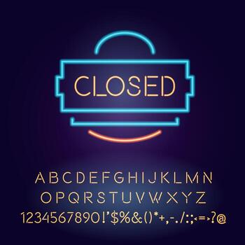 Closed neon light board vector