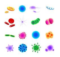 conjunto de iconos de tipos de bacterias vector