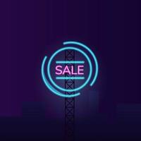 Sale neon light board sign vector