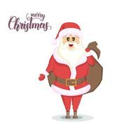 Santa with a bag of gifts isolated on white vector