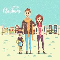 Mom, dad and son are dressed in scarves vector