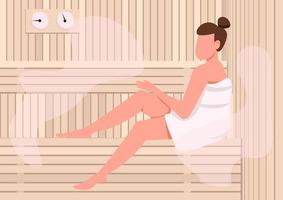 sauna para mujeres con toalla vector